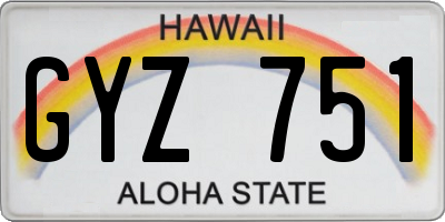 HI license plate GYZ751