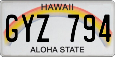 HI license plate GYZ794