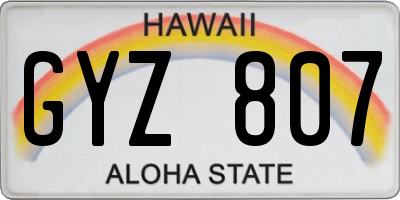 HI license plate GYZ807
