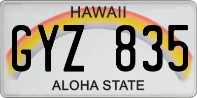 HI license plate GYZ835
