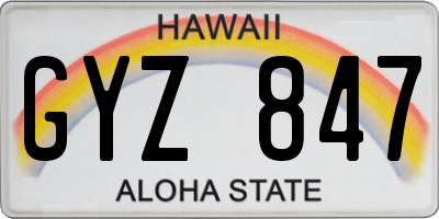 HI license plate GYZ847