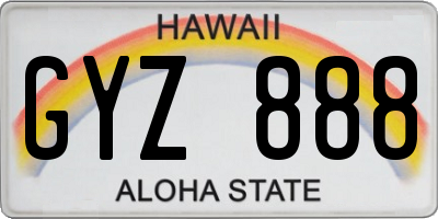 HI license plate GYZ888