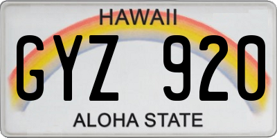 HI license plate GYZ920