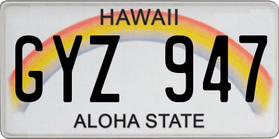 HI license plate GYZ947