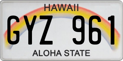 HI license plate GYZ961