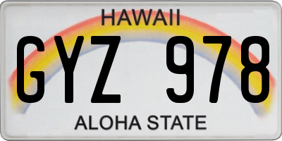 HI license plate GYZ978