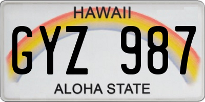 HI license plate GYZ987