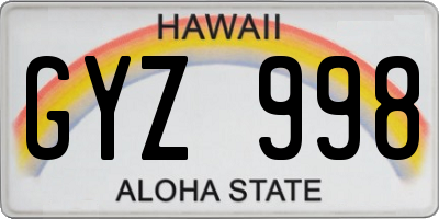 HI license plate GYZ998