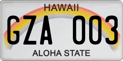 HI license plate GZA003