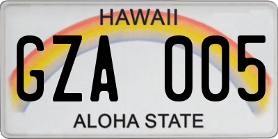 HI license plate GZA005