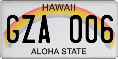 HI license plate GZA006