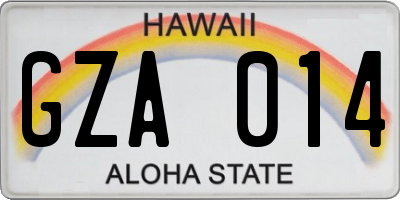 HI license plate GZA014