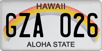 HI license plate GZA026