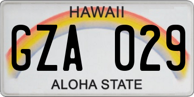 HI license plate GZA029