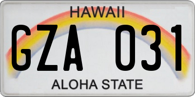 HI license plate GZA031