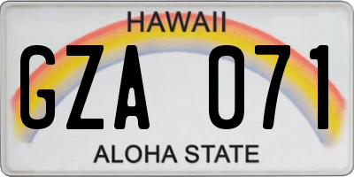 HI license plate GZA071