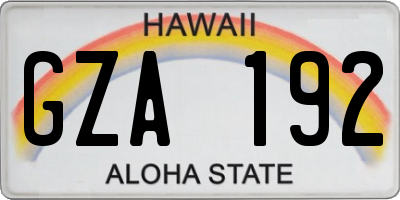 HI license plate GZA192