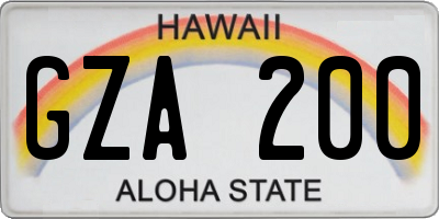 HI license plate GZA200