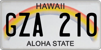 HI license plate GZA210