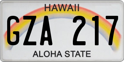 HI license plate GZA217