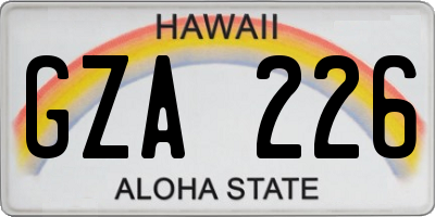 HI license plate GZA226