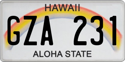 HI license plate GZA231
