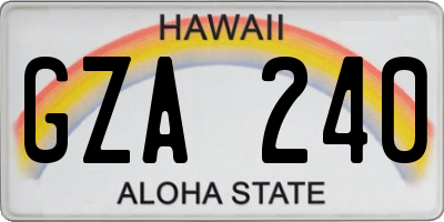 HI license plate GZA240