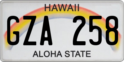 HI license plate GZA258