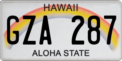 HI license plate GZA287