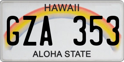 HI license plate GZA353