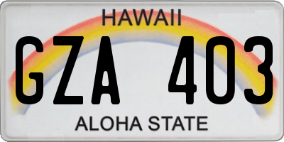 HI license plate GZA403