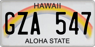 HI license plate GZA547