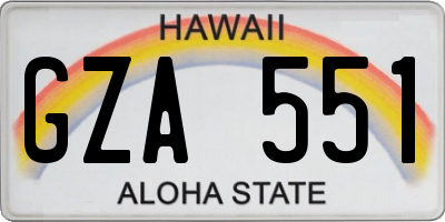 HI license plate GZA551
