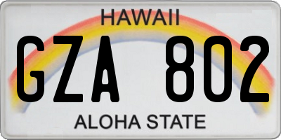 HI license plate GZA802