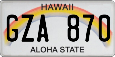HI license plate GZA870