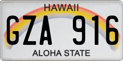 HI license plate GZA916