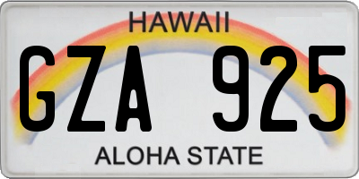 HI license plate GZA925