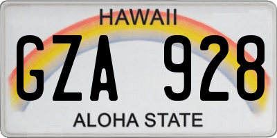 HI license plate GZA928