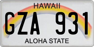 HI license plate GZA931