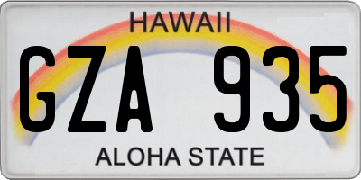 HI license plate GZA935