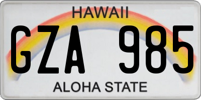 HI license plate GZA985