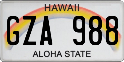 HI license plate GZA988