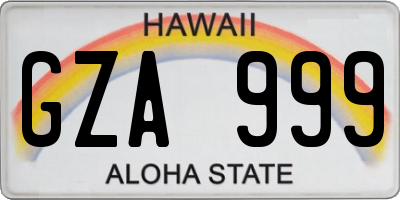 HI license plate GZA999