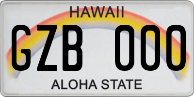 HI license plate GZB000