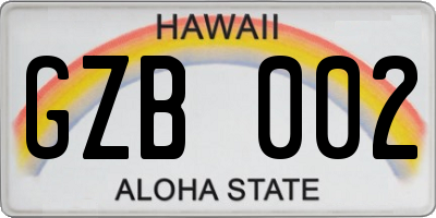HI license plate GZB002