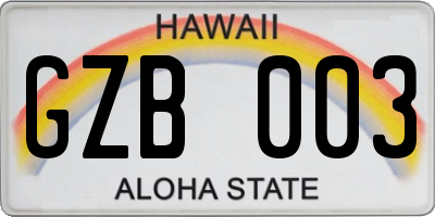 HI license plate GZB003
