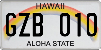 HI license plate GZB010