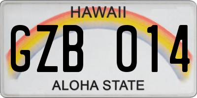 HI license plate GZB014