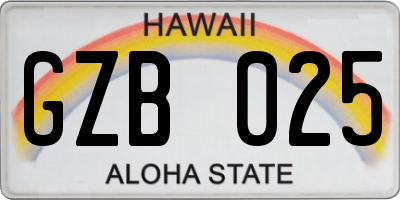 HI license plate GZB025