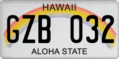 HI license plate GZB032